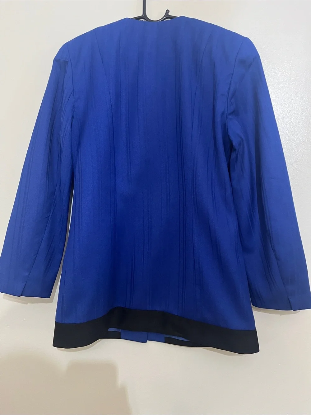 Vintage Christian Dior Cobalt Blue Button-Front Blazer with Black Trim